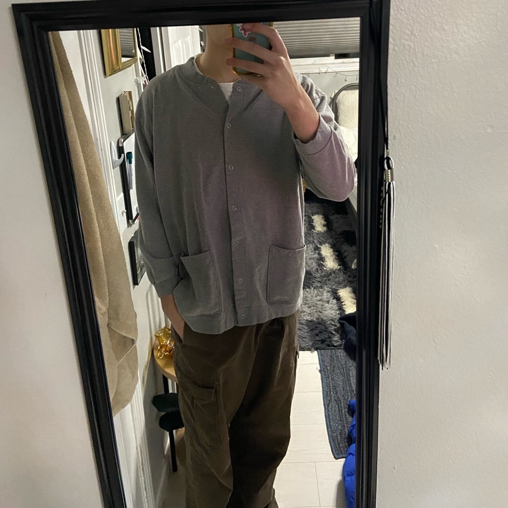 Baggy Anthony Richards Gray Button Snap Sweater